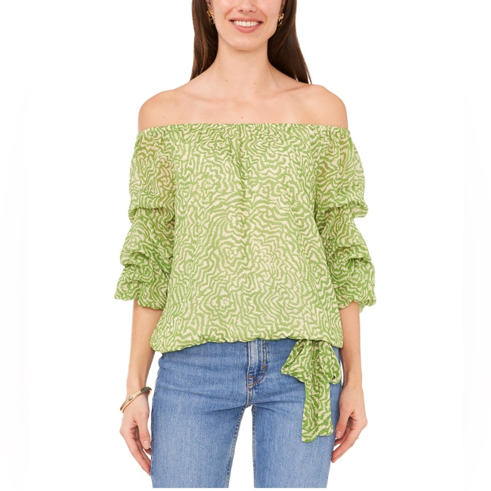 Vince Camuto Lime Green Off-Shoulder Blouse